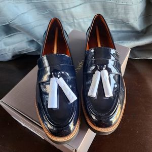 Franco Sarto Navy Patent Lug Sole Loafer
